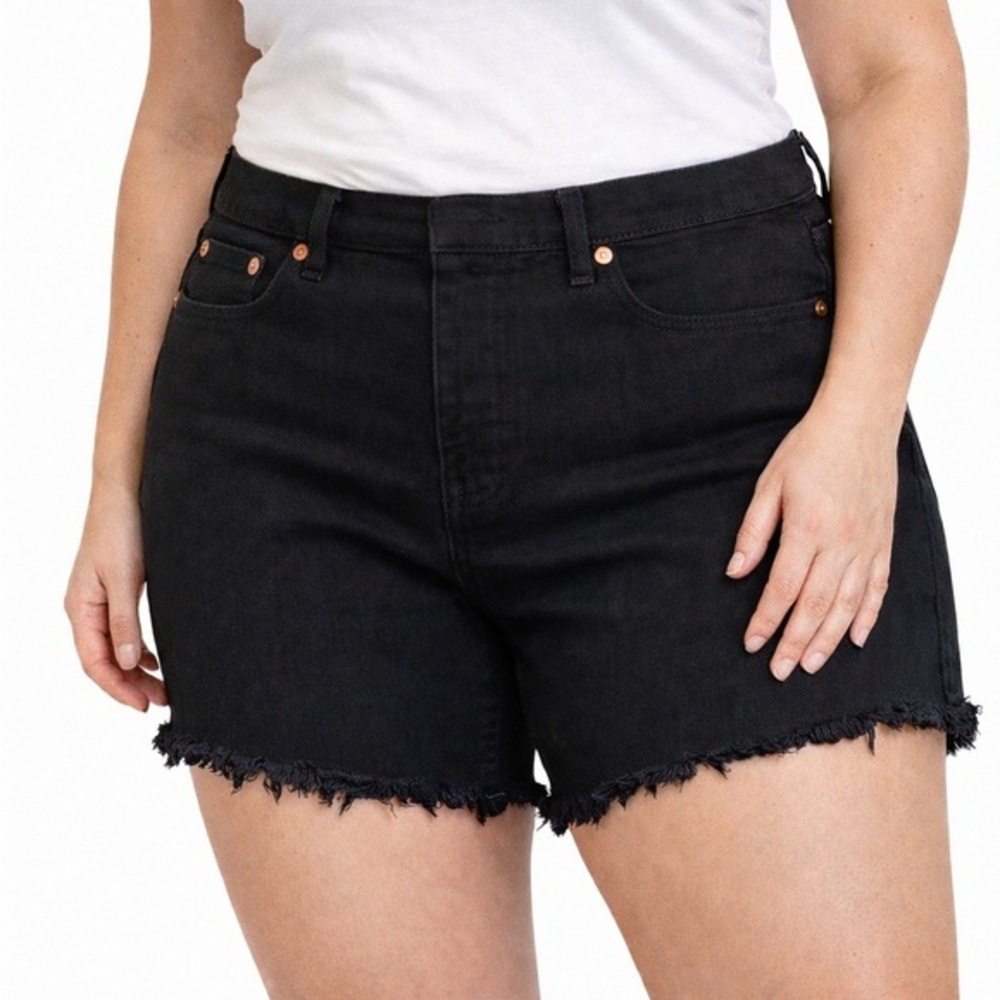 Levi’s Wedgie Skinny Black Denim Cutoff Shorts Jorts High Rise 18W Frayed NWOT